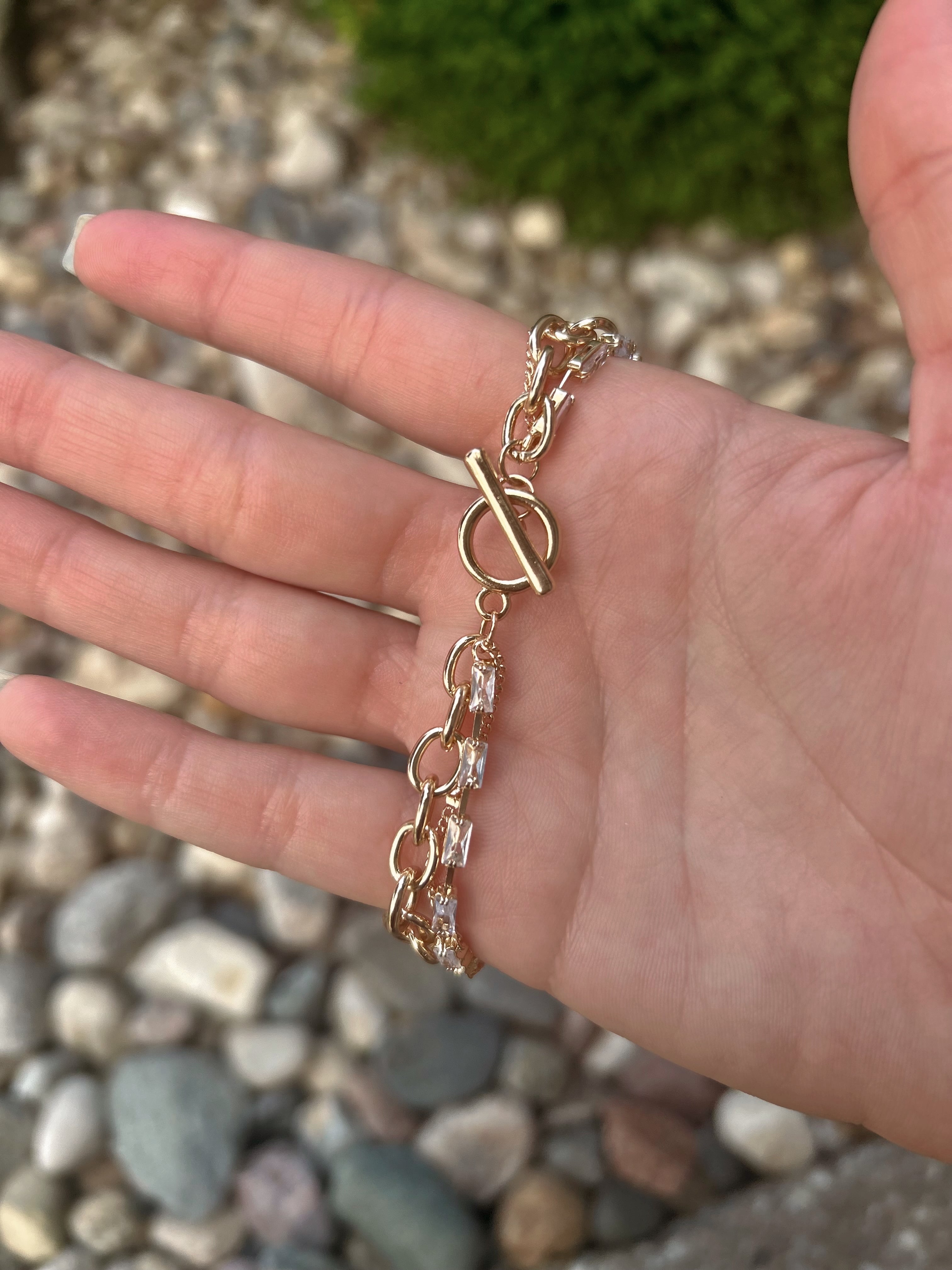 Baguette Stone Toggle Bracelet