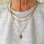 Layered Chain Pendant Necklace (Gold)