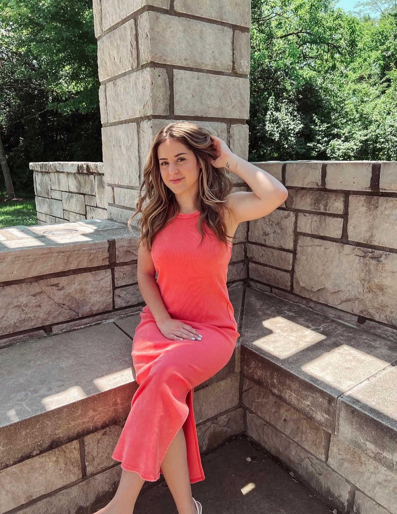 Coral Midi Tank Dress