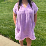 Lavender Washed V-Neck Dress
