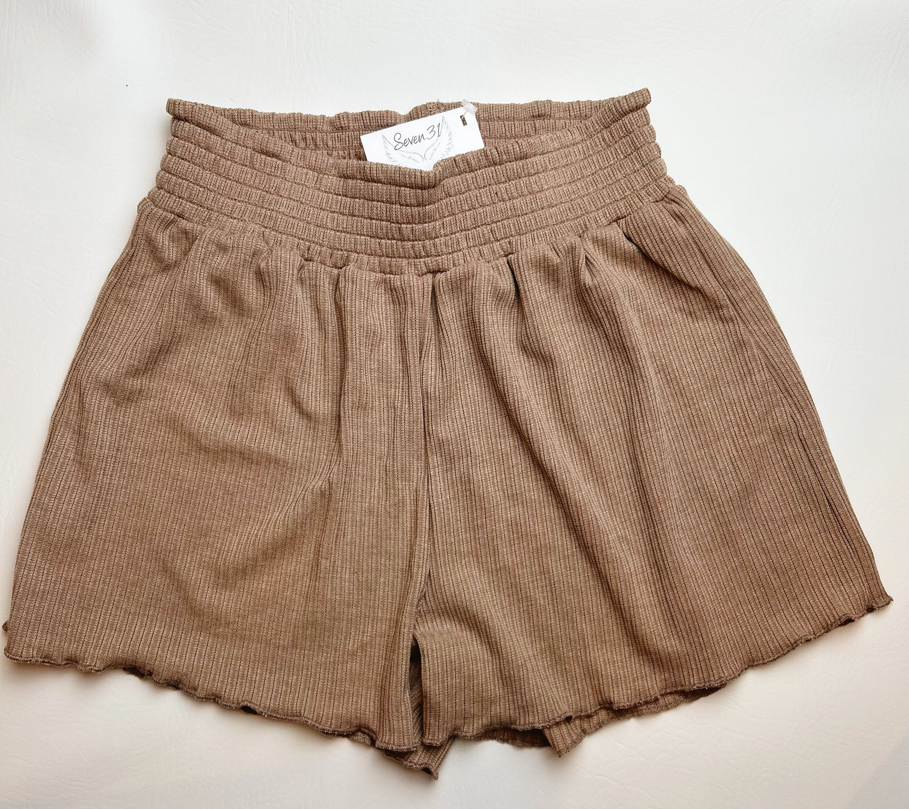 Pointelle Lounge Shorts-Taupe
