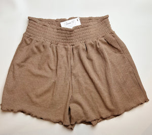 Pointelle Lounge Shorts-Taupe
