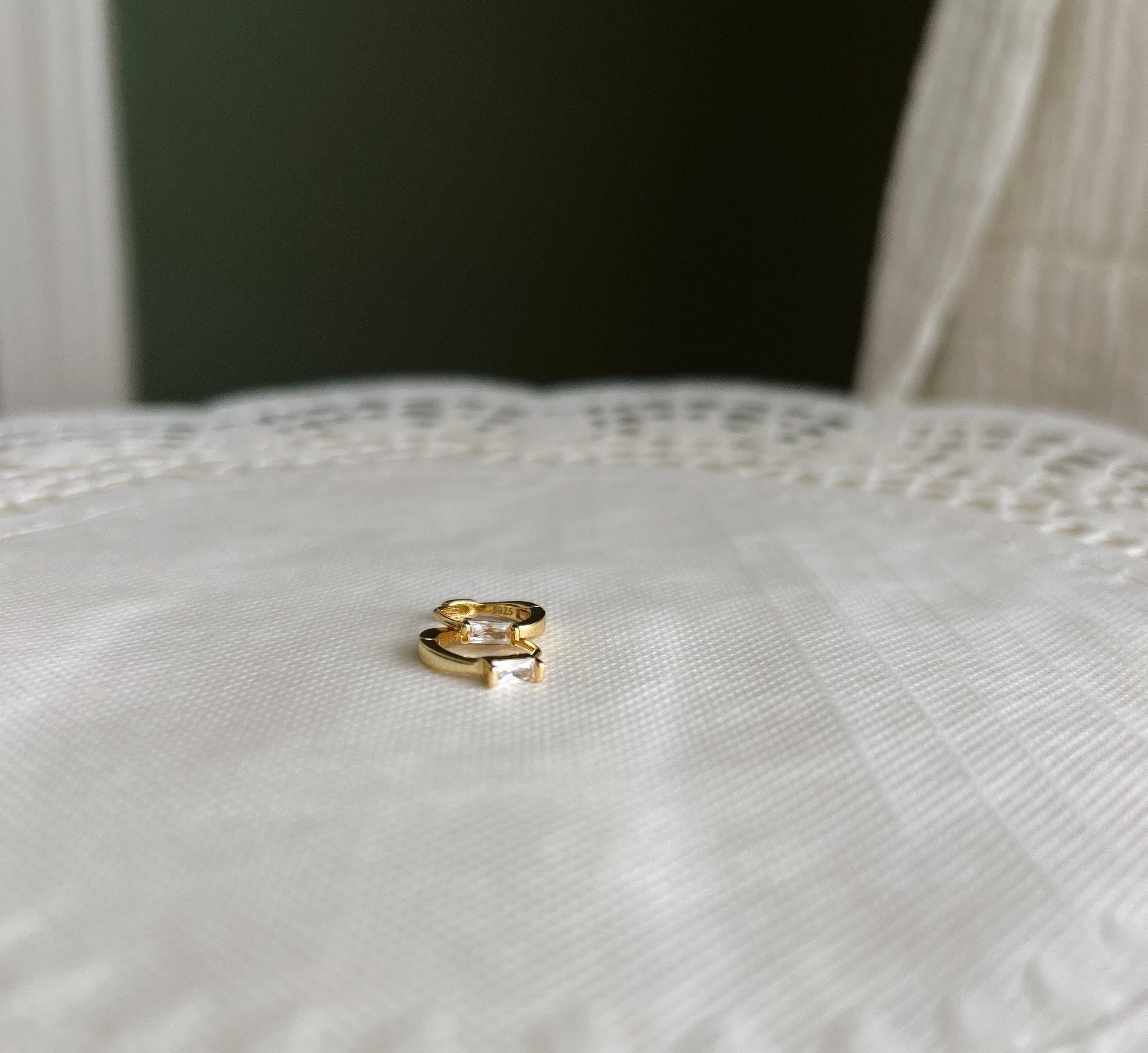 Sophie Baguette Diamond Huggies-gold