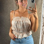Strappy Plaid Button-Down Cami