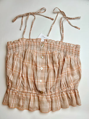 Strappy Plaid Button-Down Cami