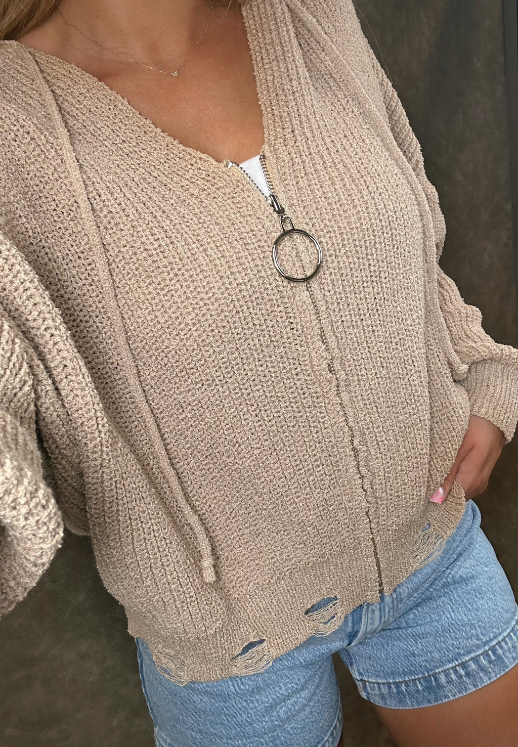 Distressed Zip Jacket
