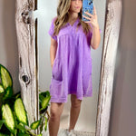 Lavender Washed V-Neck Dress