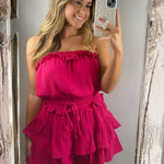 Magenta Ruffled Romper