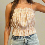 Strappy Plaid Button-Down Cami
