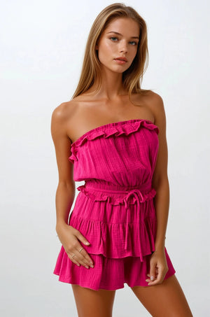 Magenta Ruffled Romper