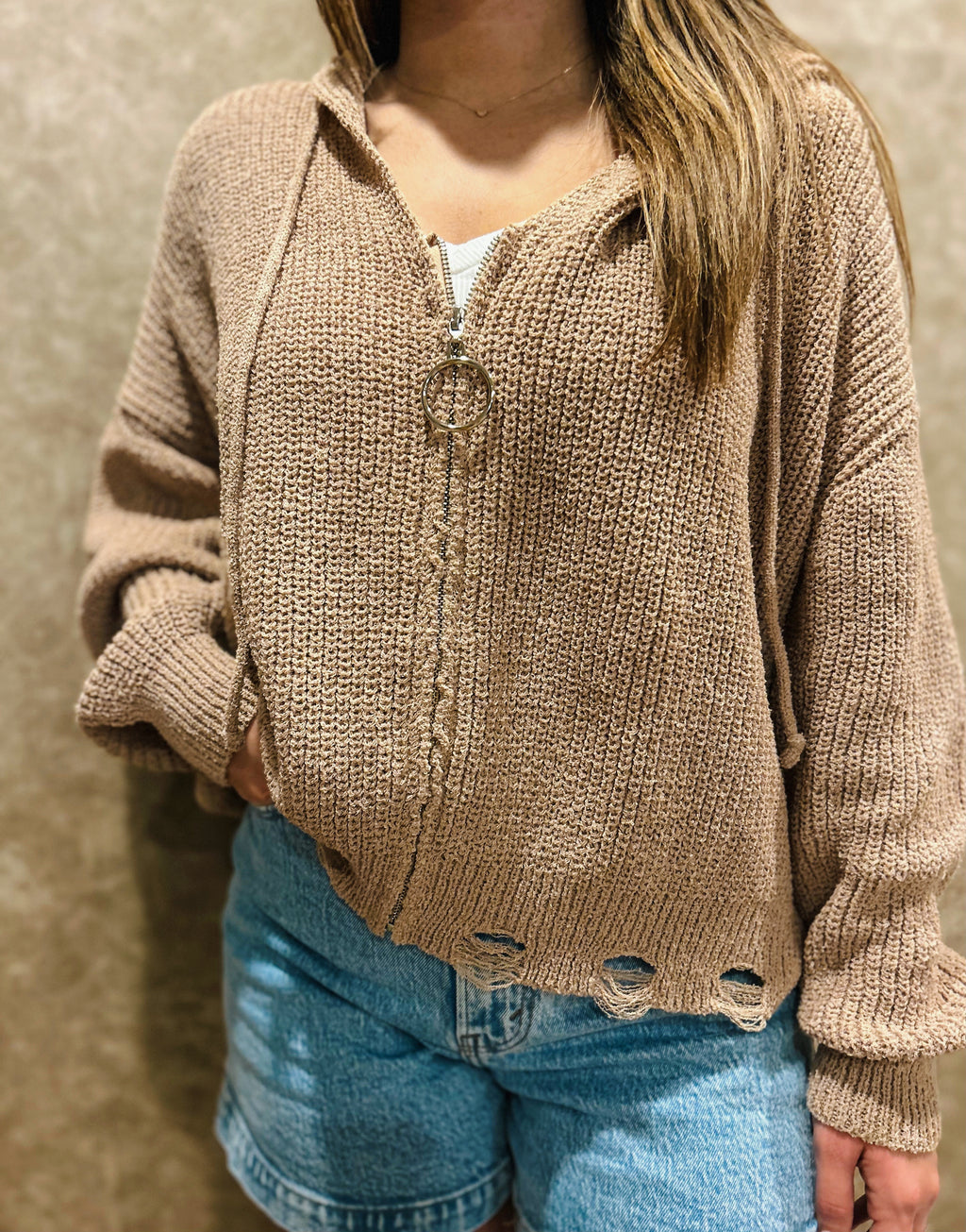 Distressed Zip Jacket