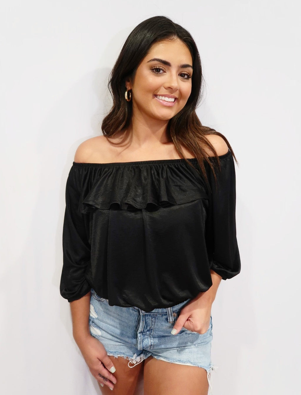 Off The Shoulder Quarter Sleeve Top