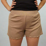 Pointelle Lounge Shorts-Taupe