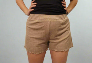 Pointelle Lounge Shorts-Taupe