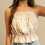 Strappy Plaid Button-Down Cami